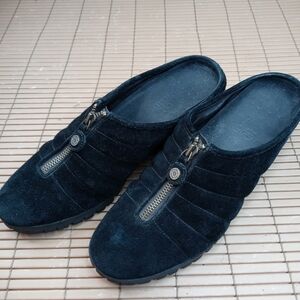 Cole Haan NkeAir Waterproof Air Mules Women's Black Suede Zipper Chunky Clogs Sh